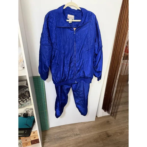 Vintage Active Horizon Royal Blue Tracksuit Set Jacket Pants 1X Retro 90s Sport - Image 3