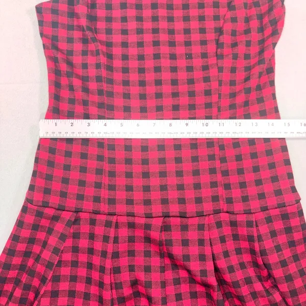 Honey & Sparkle Red Black Buffalo Plaid Drop Waist Pleated Dress M - Image 7