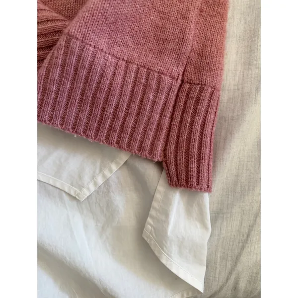 Brochu Walker Layered Look Cashmere Sweater Womens L Pink White Crewneck - Image 5