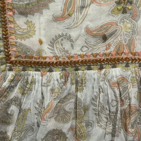 World Market Top Floral Paisley Boho Cottage Prairie Peasant Puff Sleeve S/M - Image 7