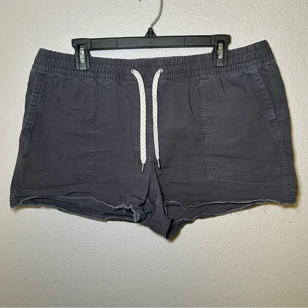 Vuori Vintage Ripstop Gray Raw Hem Elastic Waist Pull On Shorts Women’s Size XL - Image 2