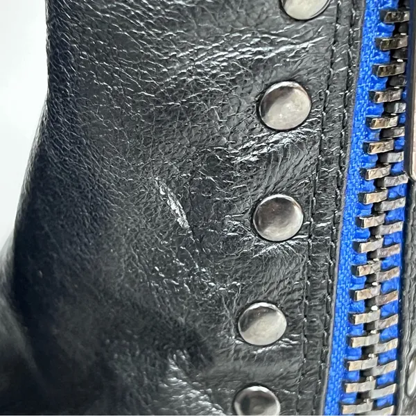 Steve Madden Temmpt Black Leather Mid Rise Boots 8M moto back zipper - Image 14