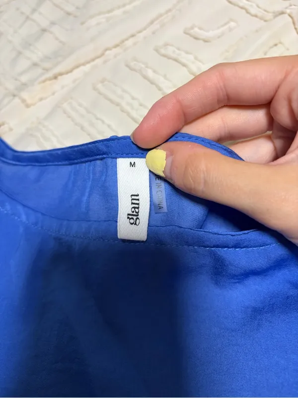glam Royal Blue Short-Sleeve Babydoll Blouse - Image 3