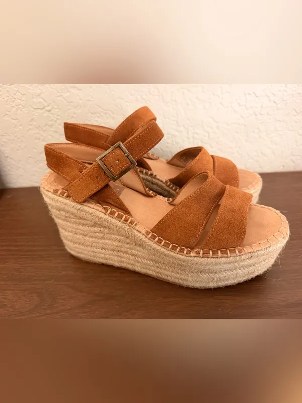 Soludos Womens Como Platform Wedge Sandals Brown suede size 6 preowned - Image 8