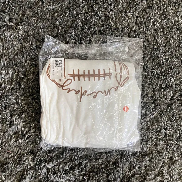 Football Gameday V-Neck Long Sleeve T-Shirt in White, Size XL​​​​​​​ - Image 2