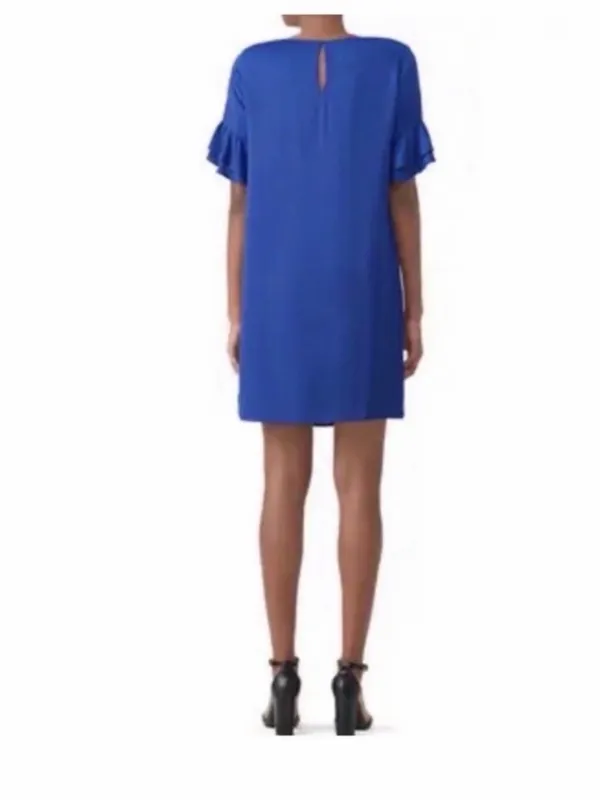 Amanda Uprichard Royal Blue Ruffle Sleeve Mini Dress - Image 2