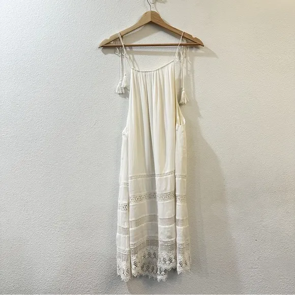 Alice‎ + Olivia Danna Tie-Strap Short Dress Crochet Embroidered White Size Small - Image 9