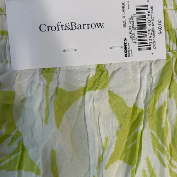 Croft & Barrow‎ Womens XL Lime Green White Tropical Leaf Midi Skirt NWT - Image 7