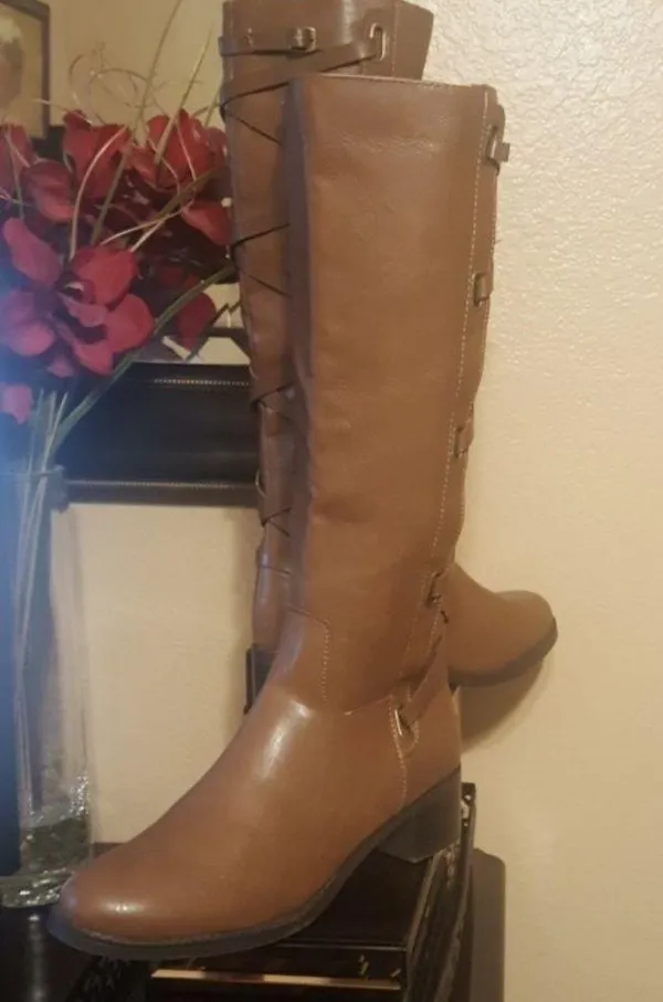 Jasmine Tall Tan Riding Boots Size 8 - Image 3