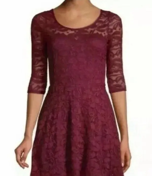 Material Girl Burgundy Lace Dress | Size Small - Image 3