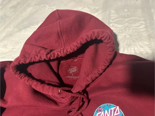 Santa Cruz Skateboards Burgundy Crewneck Hoodie with Logo Patch - Image 8