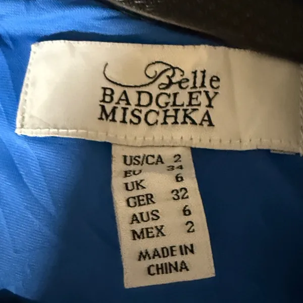 Belle Badgley Mischka Blue Studded Sleeveless Sheath Dress‎ Size 2 - Image 6