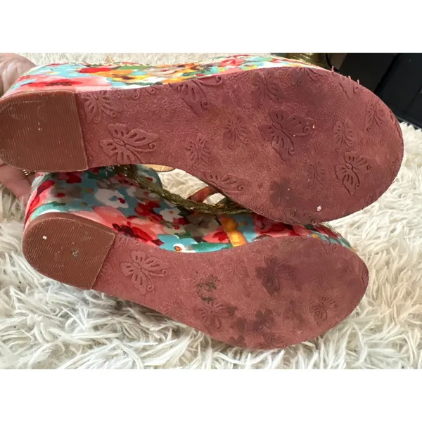 Poetic Licence Floral Wedge Sandals Women's 9 Multicolor‎ Open Toe Ankle Strap - Image 8