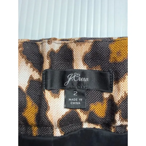 J. Crew Leopard Print Midi‎ Skirt Women Size 2 Linen Blend Lined - Image 7