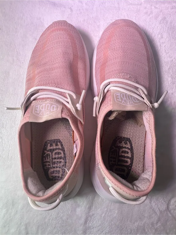 Hey Dude Wendi Slip-On Knit Sneakers - Dusty Rose & Cream - Image 10