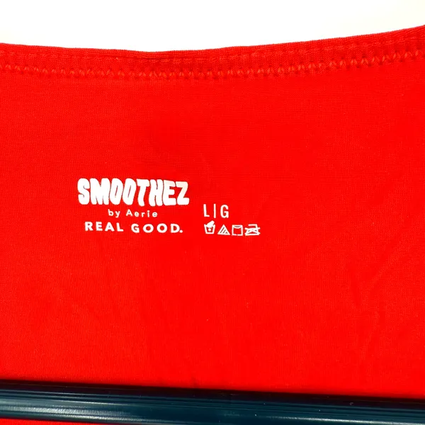 Smoothiez by Aerie Size‎ Large Long Sleeve Top Shirt Blouse Red V Neck Layer - Image 3