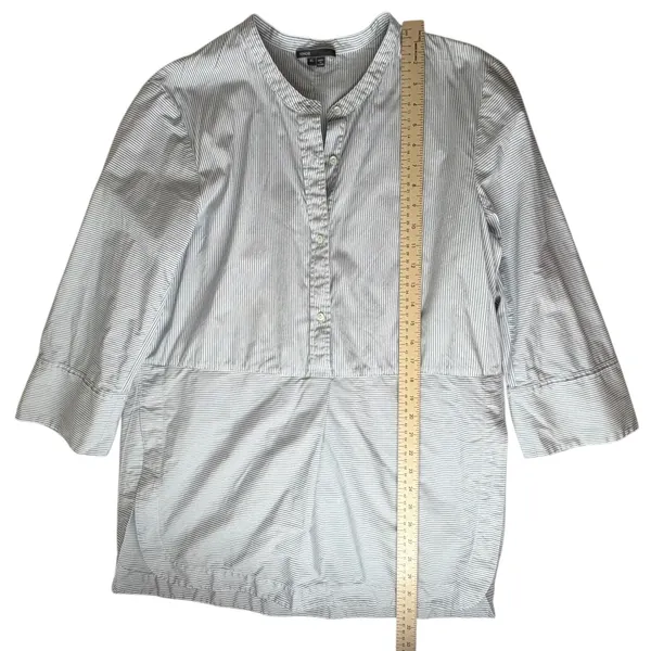 Vince Striped Band Collar Tunic Shirt Size XL Cotton Popover‎ Minimalist Capsule - Image 8