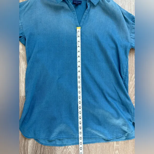 J. Jill Top Womes Size Small Cotton Chambray Tunic Minimalist‎ Western Desert - Image 9