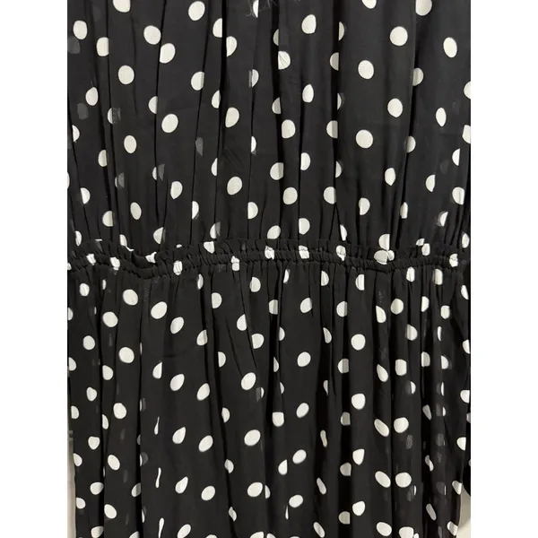 J. Crew Long-Sleeve Chiffon‎ Midi Dress Black Polka Dot Women's Size Small - Image 11