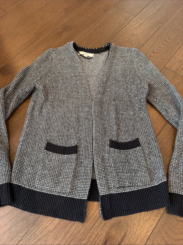 Loft Women’s Black & White Open-Front Knit Cardigan Sweater Size XS - C54-151 - Image 4