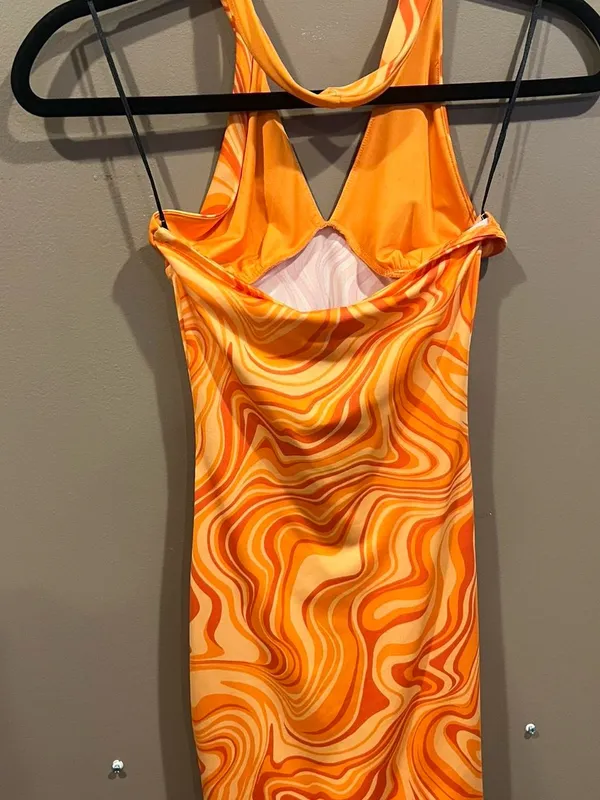 H&M Orange Swirl Mini Dress - Image 3
