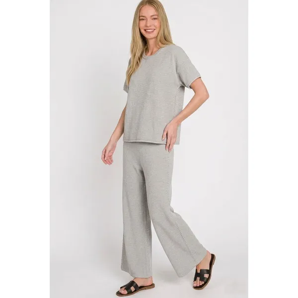 Zenana Viscose Round Neck Top & Pants Set‎ - Medium - Image 3