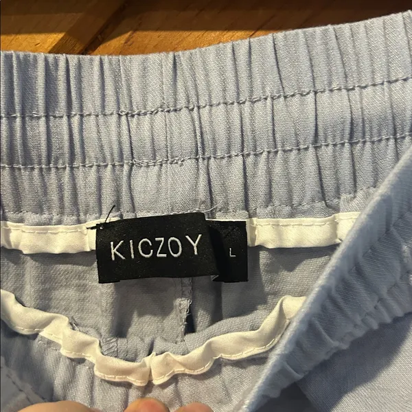 Ultra wide leg light blue flowy pull on pants Size L - Image 4