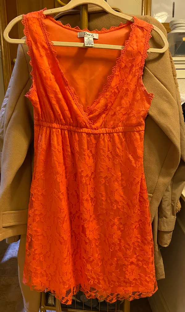 Pinky Coral Orange Pink Lace Dress - Image 2
