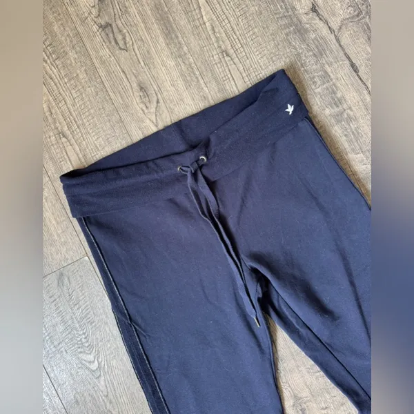 Aerie Y2K Navy Fold Over Flare Sweatpants- Size Large - Image 2