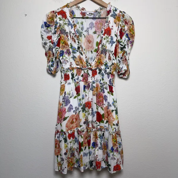 Olivaceous Women Babydoll Dress Small White Floral Butterfly Garden‎ Wedding - Image 2