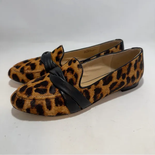 Talbots Ryan Twist Leopard Calf Hair Loafers Womens US 9M Leather Flats - Image 3