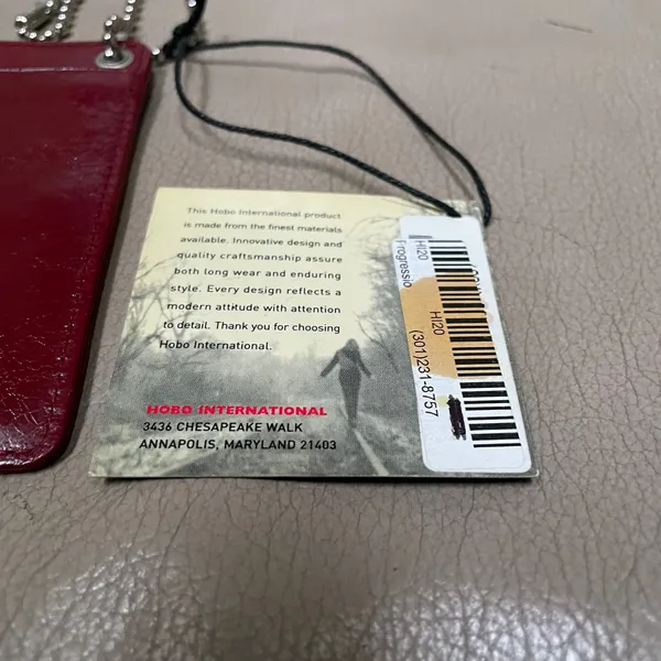 Hobo International crimson red leather‎ card holder on ball chain lanyard NEW - Image 5