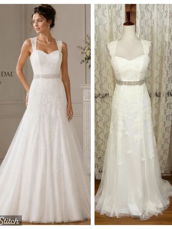 Gorgeous David’s Bridal Queen Anne Lace Overlay Wedding Gown - Image 2