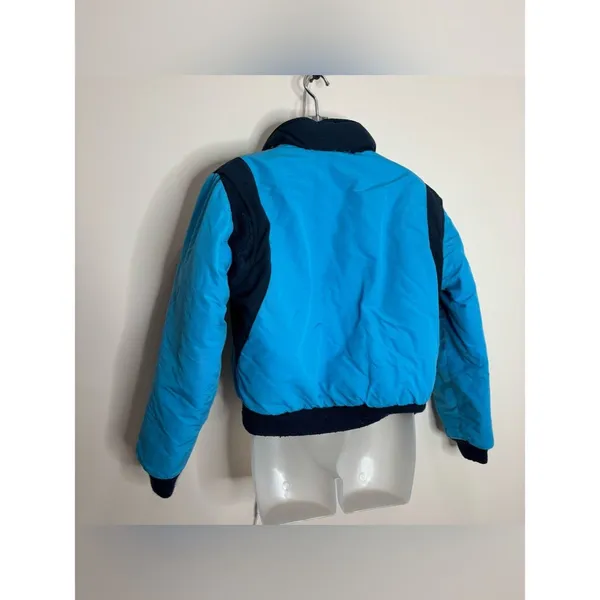 Woolrich vintage woman’s size large Blue Puffer Jacket Navy coat zip up 90s - Image 3
