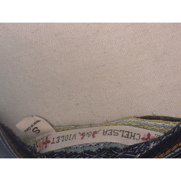 Embroidered Floral Birds Chelsea & Violet Boho Denim Mini Skirt size S Boho Y2k - Image 8