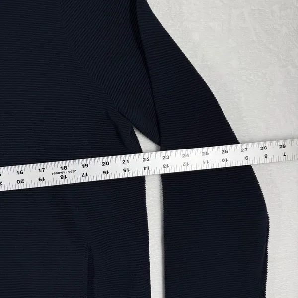 Theory Avell FZ Breach Navy Blue Ribbed Cotton Full Zip Mock Neck Sweater‎ XL - Image 3