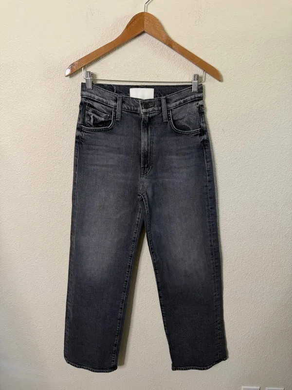 MOTHER‎ Superior The Rambler Zip Flood Outta Sight Jeans In Charcoal Womens 27 - Image 5