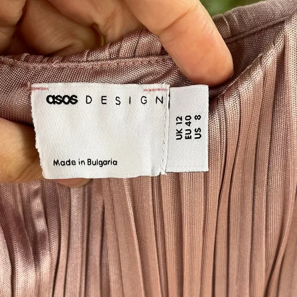 ASOS Design Women's Satin Pleated Maxi Dress Dark Rose Pink Size 8 - Image 6