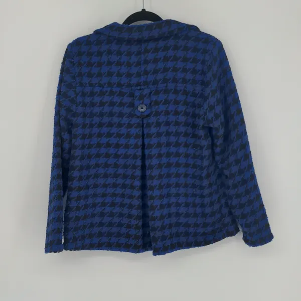 Lulu B Women's Blue Black Houndstooth Jacket Size Small Long Sleeve Button Front - Image 9