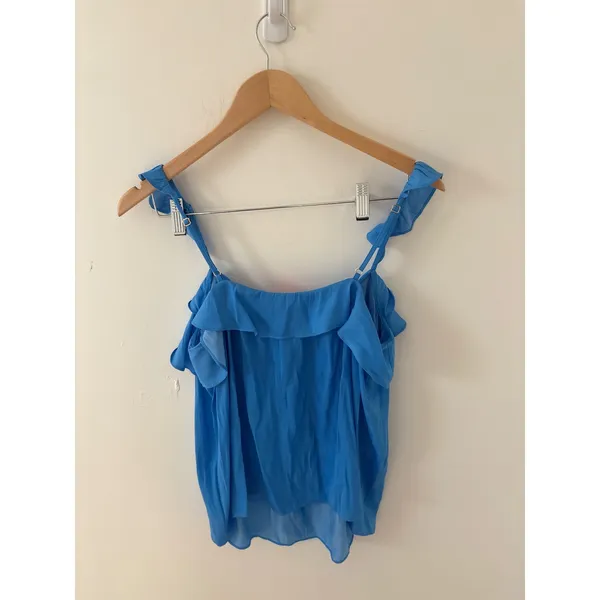 Lilly Pulitzer Blue Ruffle Camisole Top Adjustable Straps Size S RN88189 - Image 4