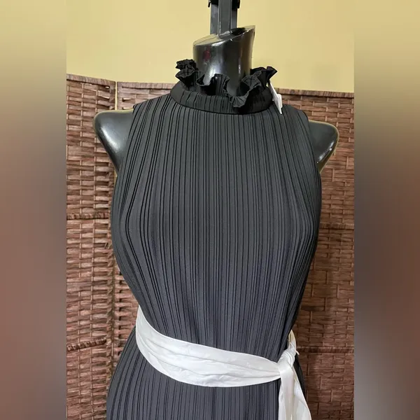 New Alice + Olivia Shayna Belted Pleated Dress – Size 4 – Black - Image 6