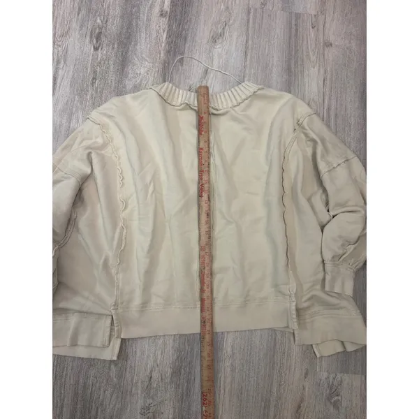 We The Free Free People Oversized V-Neck Sweatshirt Cream Exposed Seam XS‎ - Image 7