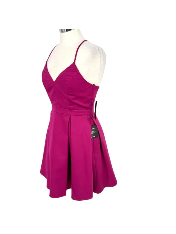 Lulus Be With You Magenta Skater Dress Sleeveless Mini Size Medium NWT Coquette - Image 4
