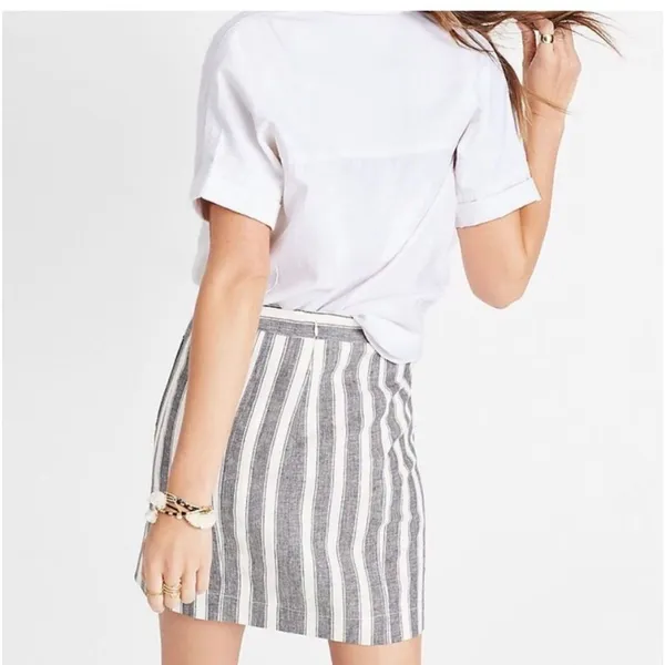 NWT Madewell striped lace up linen/cotton Pockets skirt size 6 ‎ OLDSTOCK - Image 2
