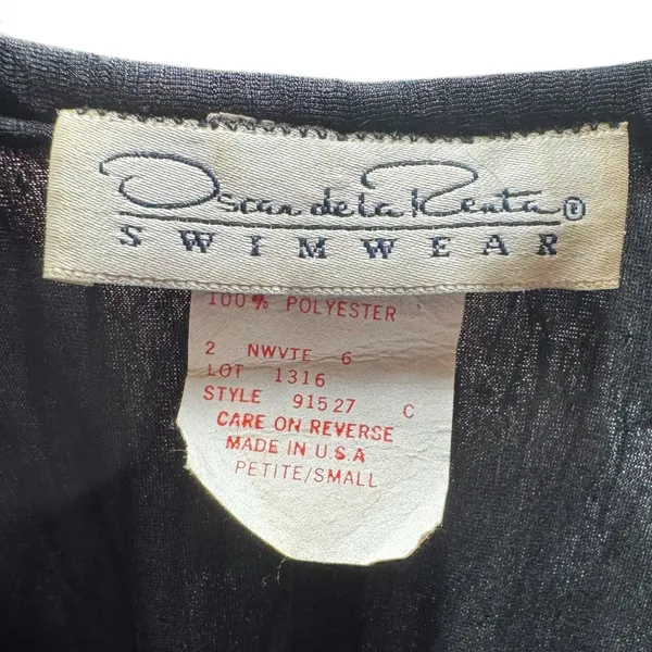 Oscar de la Renta Vintage 90s Made in USA Swimwear Cover Up Black Gold Small - Image 6
