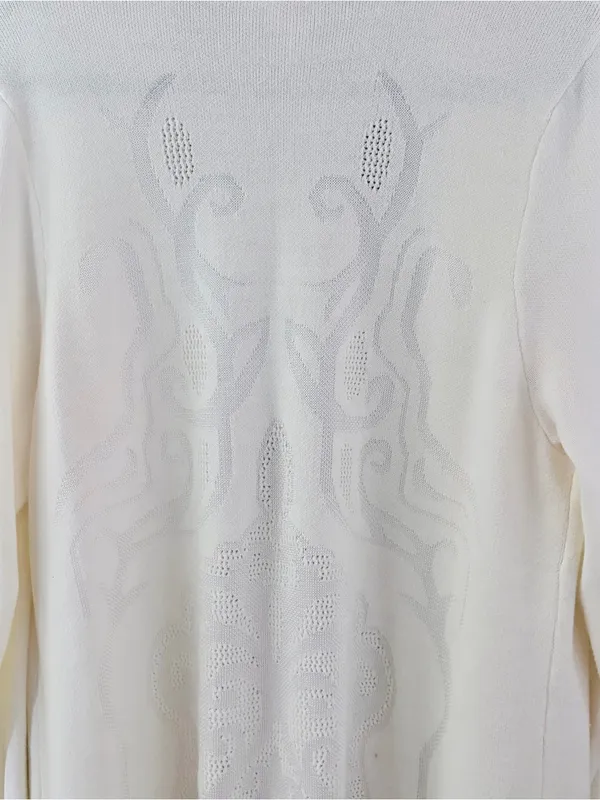 Chico's Off-White Jacquard Open-Front Long Duster Cardigan Size 3 XL - Image 5