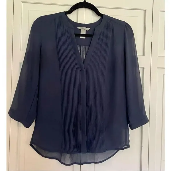 H&M navy pleat front blouse - Image 2