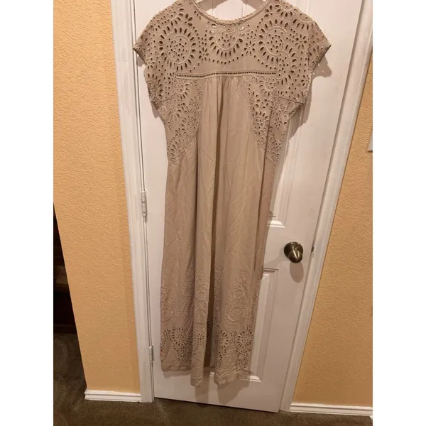 Tiny Women's Boho Lace Maxi Dress Beige Size S Brown - Image 6