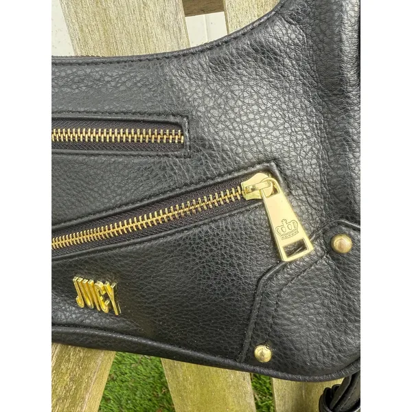 Juicy Couture Black Faux Leather‎ Moto Chic Crossbody Shoulder Bag Zipper NWOT G - Image 3