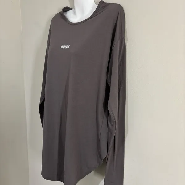 GymShark Open Back Ark Long Sleeve Shirt Women’s Medium Athletic Gray Top - Image 4